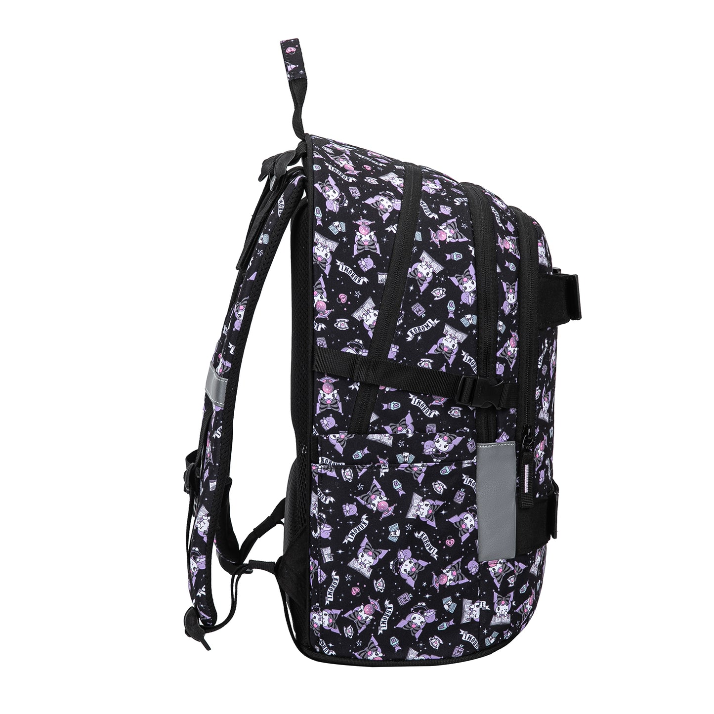 Skate Kuromi Black Schulrucksack-Set 5tlg.: Schulrucksack, Federmäppchen, Turnbeutel, Bauchtasche, Laptophülle