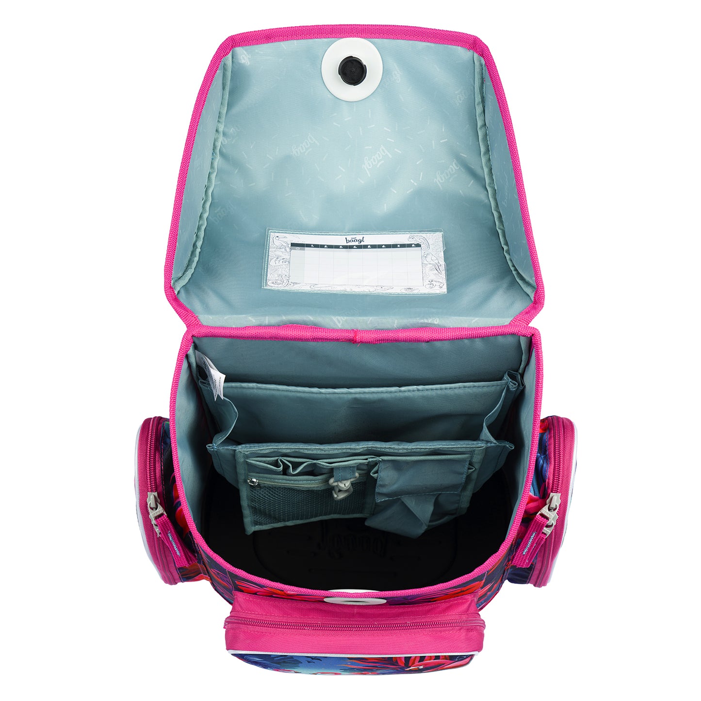 Ergo Flamingos Schulranzen-Set 5tlg.: Schulranzen, Federmäppchen, Turnbeutel, Schürze, Brustbeutel