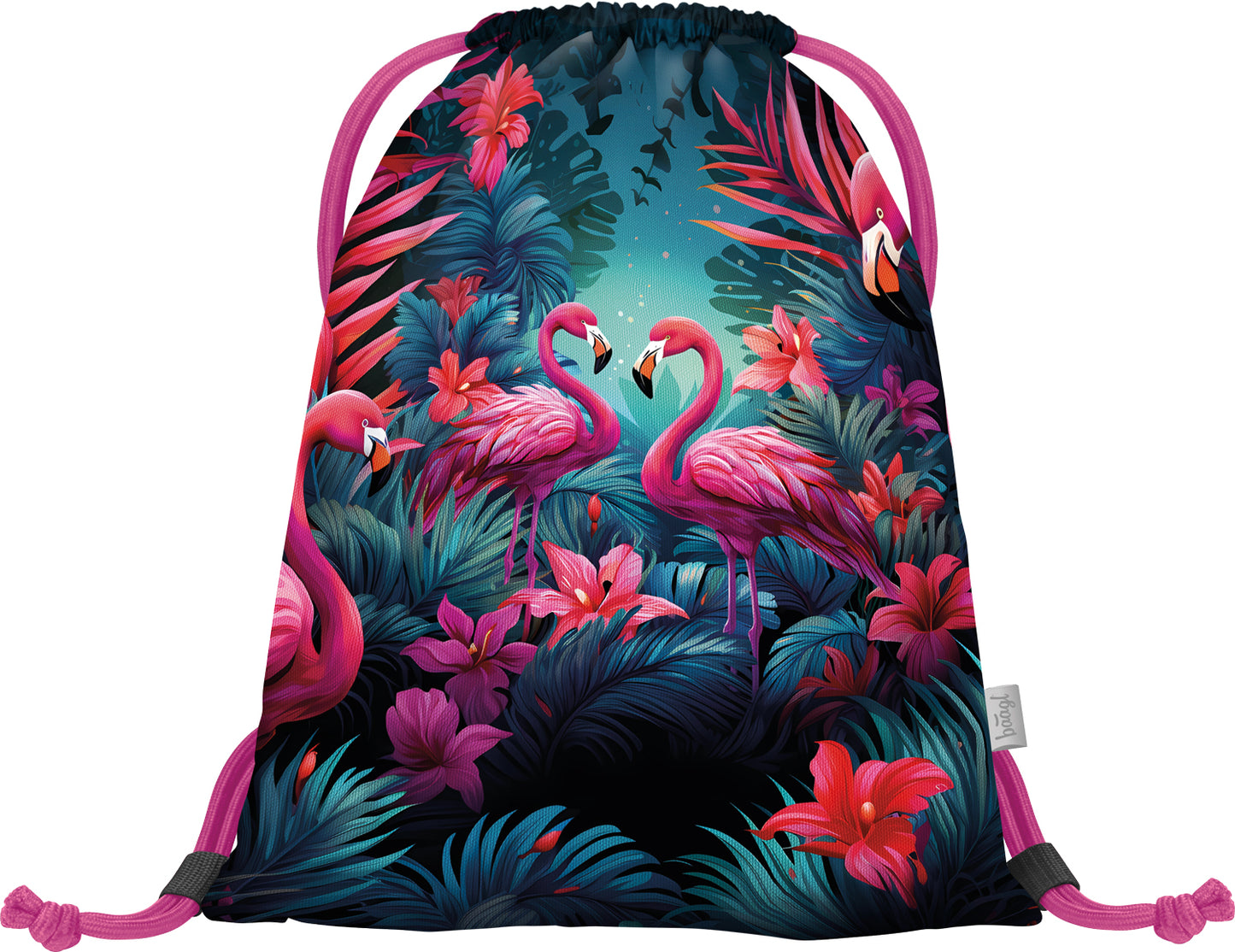Ergo Flamingos Schulranzen-Set 5tlg.: Schulranzen, Federmäppchen, Turnbeutel, Schürze, Brustbeutel