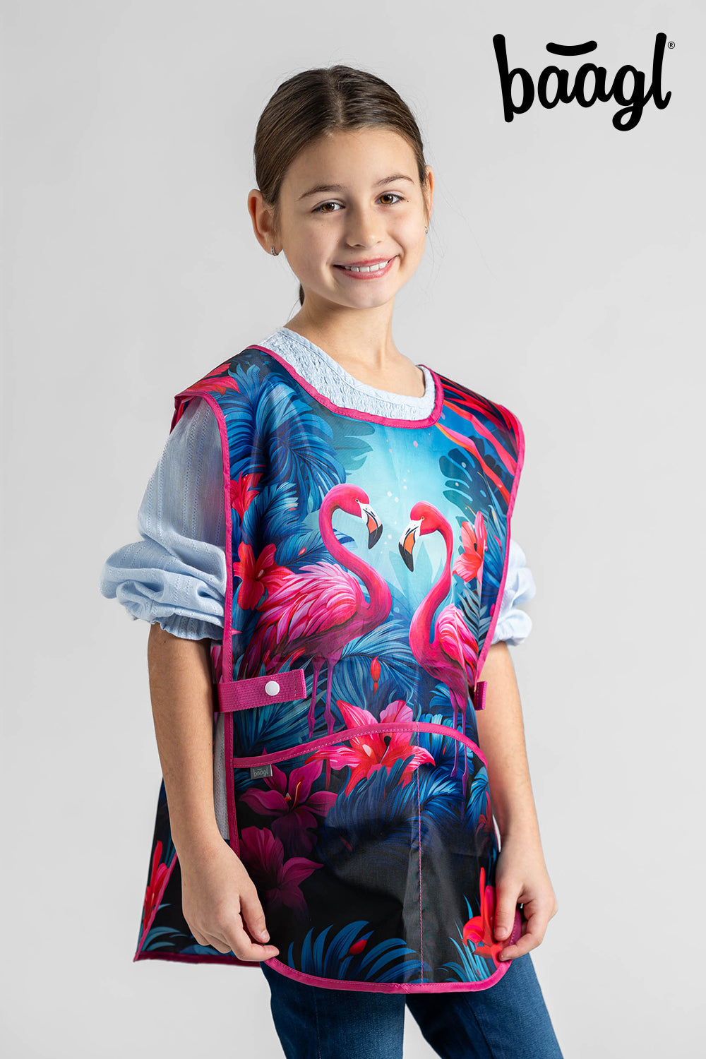Ergo Flamingos Schulranzen-Set 5tlg.: Schulranzen, Federmäppchen, Turnbeutel, Schürze, Brustbeutel