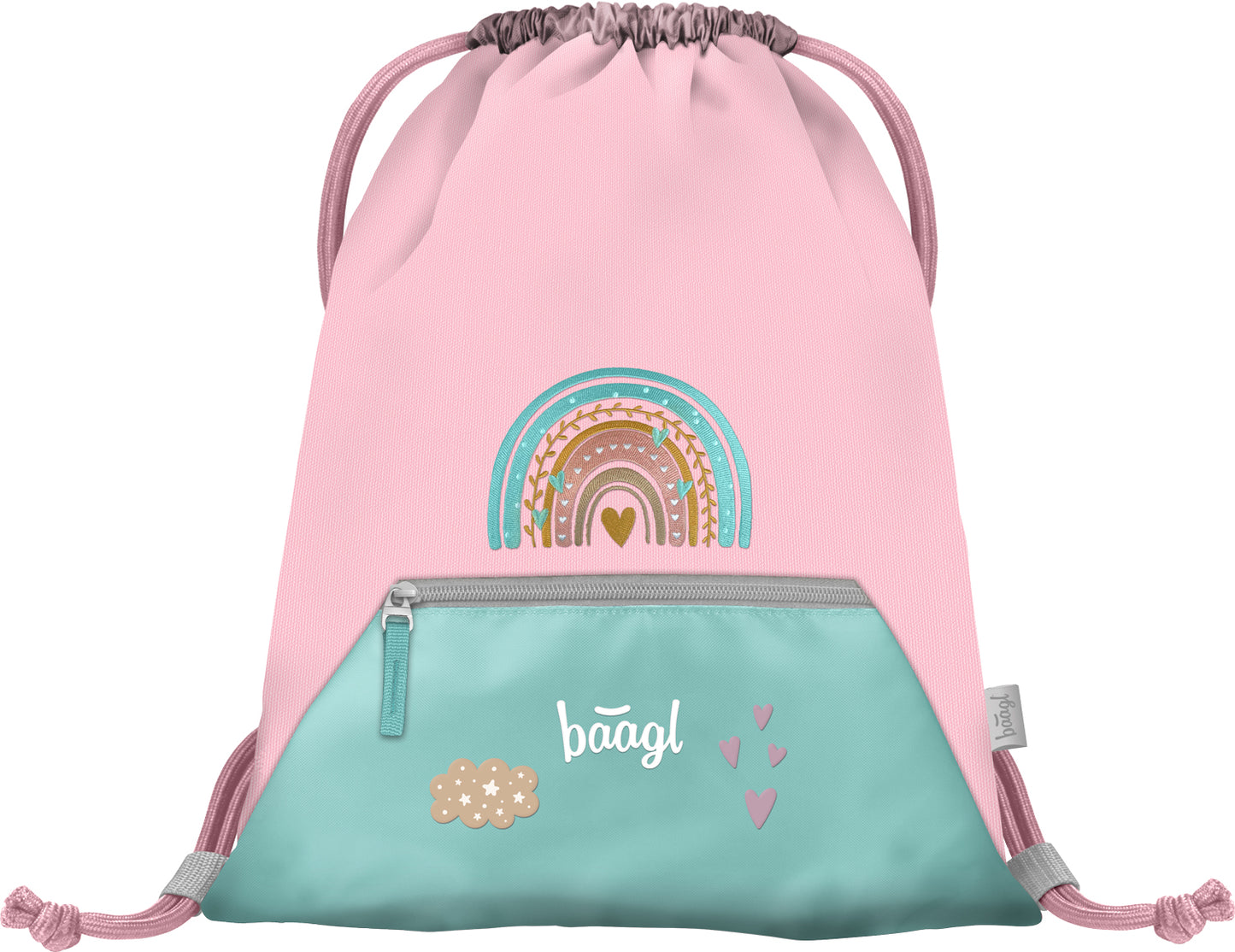 Zippy Regenbogen Pink Schulranzen-Set 5tlg.: Schulranzen, Federmäppchen, Turnbeutel, Schürze, Brustbeutel