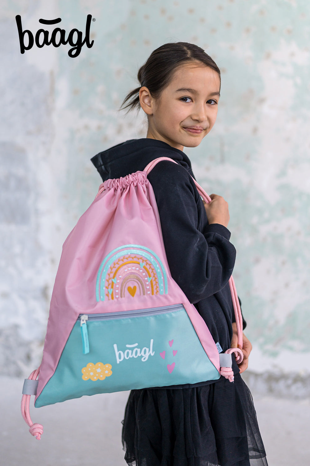 Zippy Regenbogen Pink Schulranzen-Set 5tlg.: Schulranzen, Federmäppchen, Turnbeutel, Schürze, Brustbeutel
