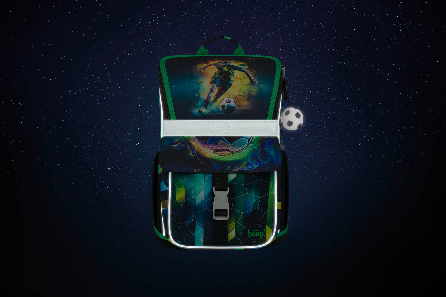 Zippy Fußballspieler Schulranzen-Set 5tlg.: Schulranzen, Federmäppchen, Turnbeutel, Schürze, Brustbeutel