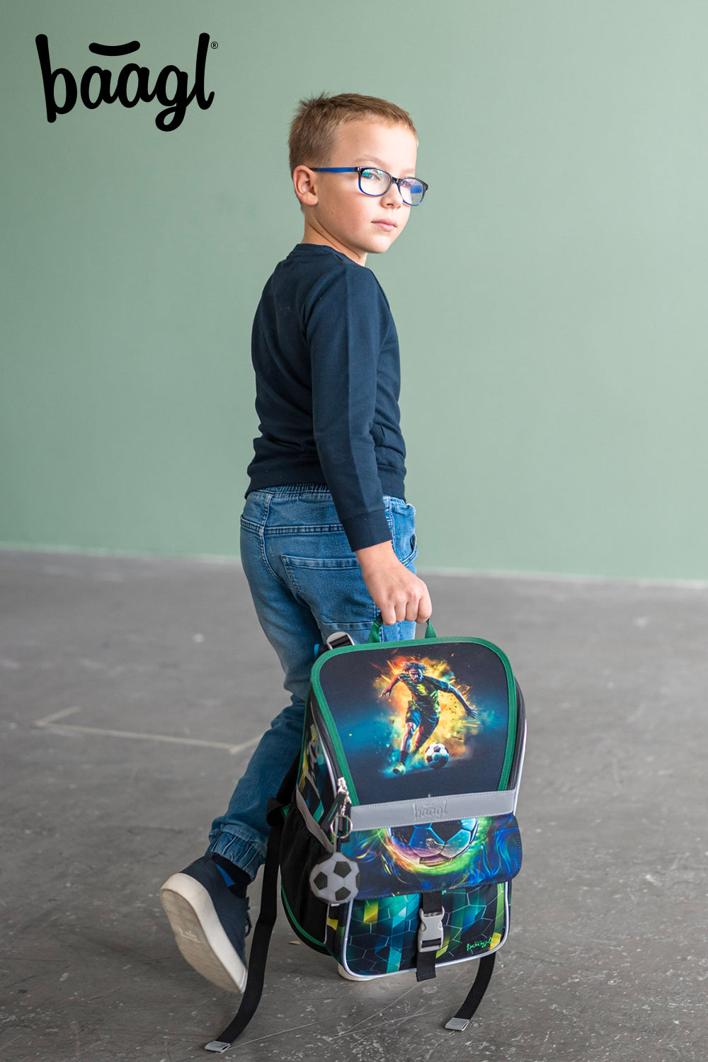 Zippy Fußballspieler Schulranzen-Set 5tlg.: Schulranzen, Federmäppchen, Turnbeutel, Schürze, Brustbeutel