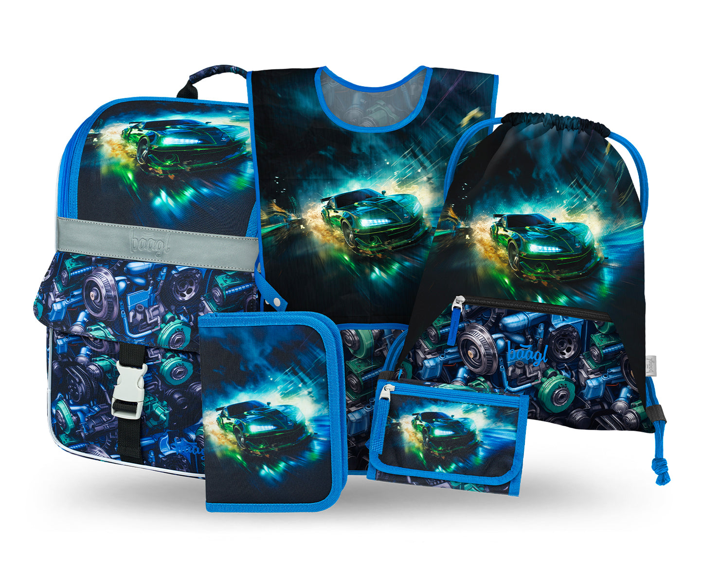 Zippy Rennwagen Schulranzen-Set 5tlg.: Schulranzen, Federmäppchen, Turnbeutel, Schürze, Brustbeutel