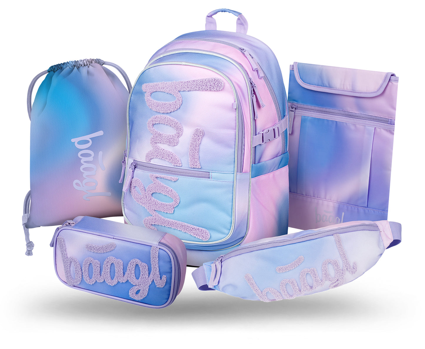 Core Sky Schulrucksack-Set 5tlg.: Schulrucksack, Federmäppchen, Turnbeutel, Bauchtasche, Laptophülle