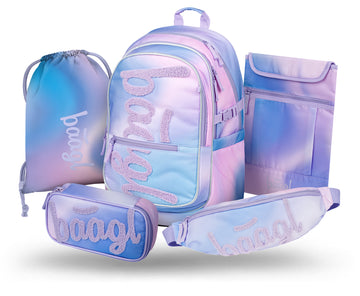 Core Sky Schulrucksack-Set 5tlg.: Schulrucksack, Federmäppchen, Turnbeutel, Bauchtasche, Laptophülle
