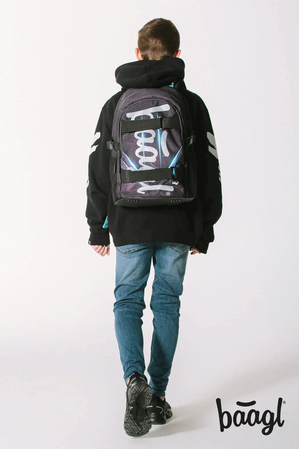 Skate Bluelight Schulrucksack-Set 5tlg.: Schulrucksack, Federmäppchen, Turnbeutel, Bauchtasche, Laptophülle