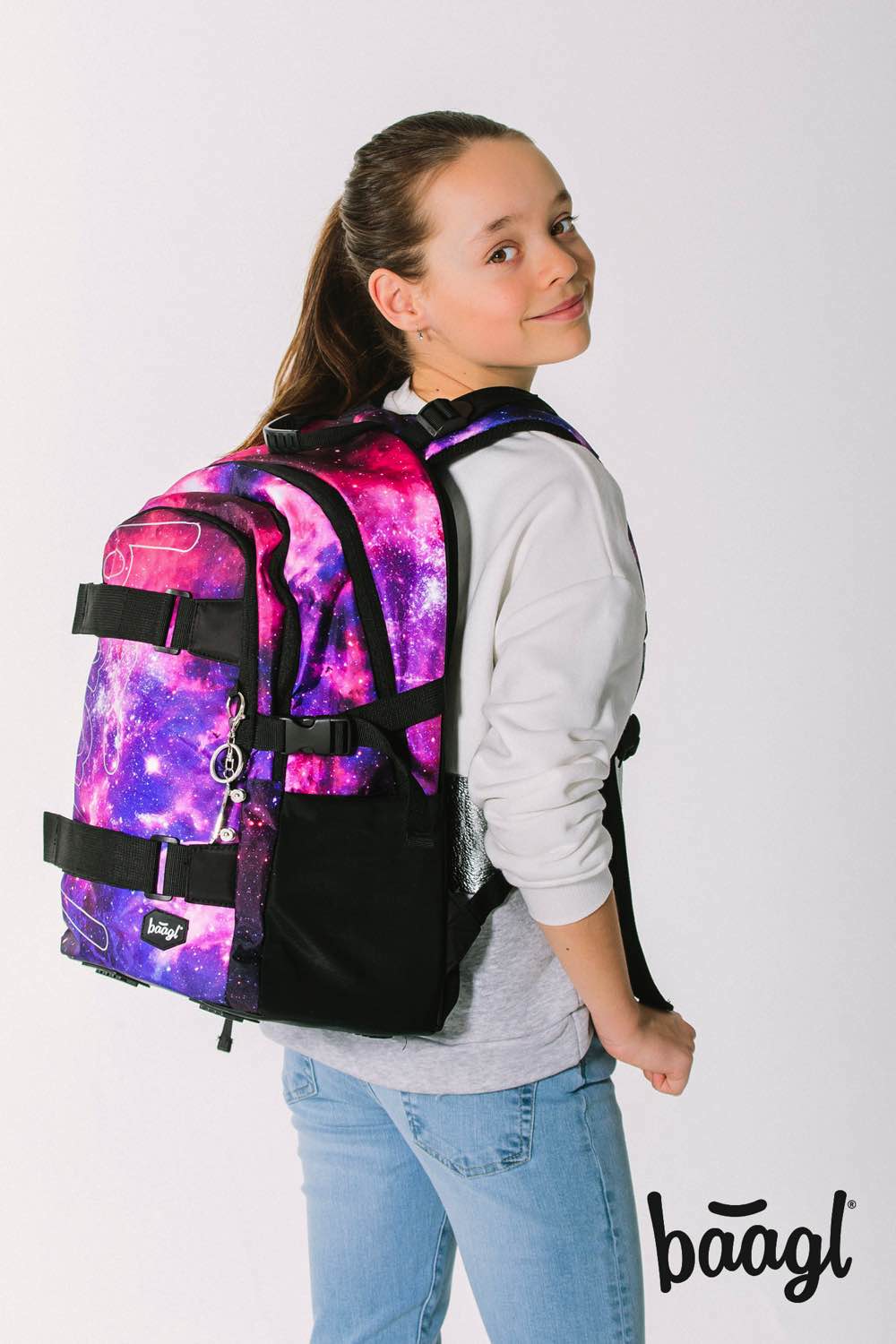 Skate Galaxy Schulrucksack-Set 5tlg.: Schulrucksack, Federmäppchen, Turnbeutel, Bauchtasche, Laptophülle