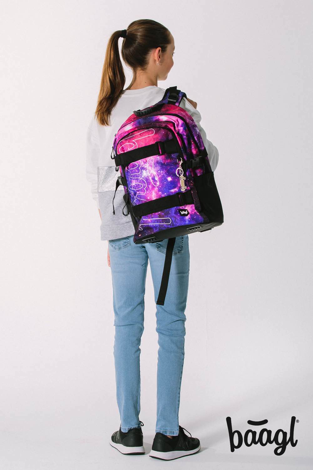 Skate Galaxy Schulrucksack-Set 5tlg.: Schulrucksack, Federmäppchen, Turnbeutel, Bauchtasche, Laptophülle