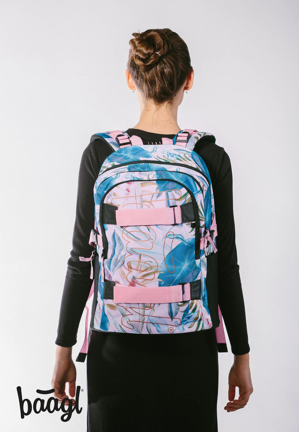 Skate Leafs Schulrucksack-Set 5tlg.: Schulrucksack, Federmäppchen, Turnbeutel, Bauchtasche, Laptophülle