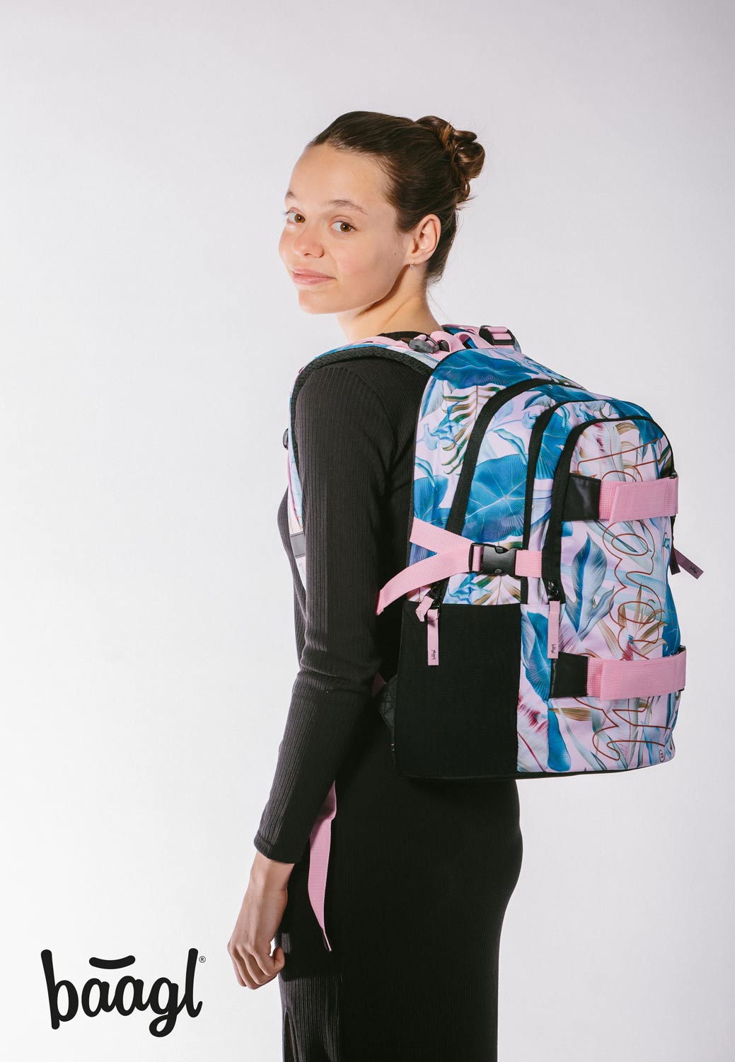 Skate Leafs Schulrucksack-Set 5tlg.: Schulrucksack, Federmäppchen, Turnbeutel, Bauchtasche, Laptophülle