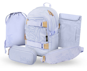 Skate Lilac Schulrucksack-Set 5tlg.: Schulrucksack, Federmäppchen, Turnbeutel, Bauchtasche, Laptophülle