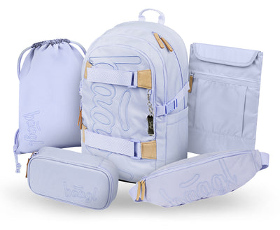 Skate Lilac Schulrucksack-Set 5tlg.: Schulrucksack, Federmäppchen, Turnbeutel, Bauchtasche, Laptophülle