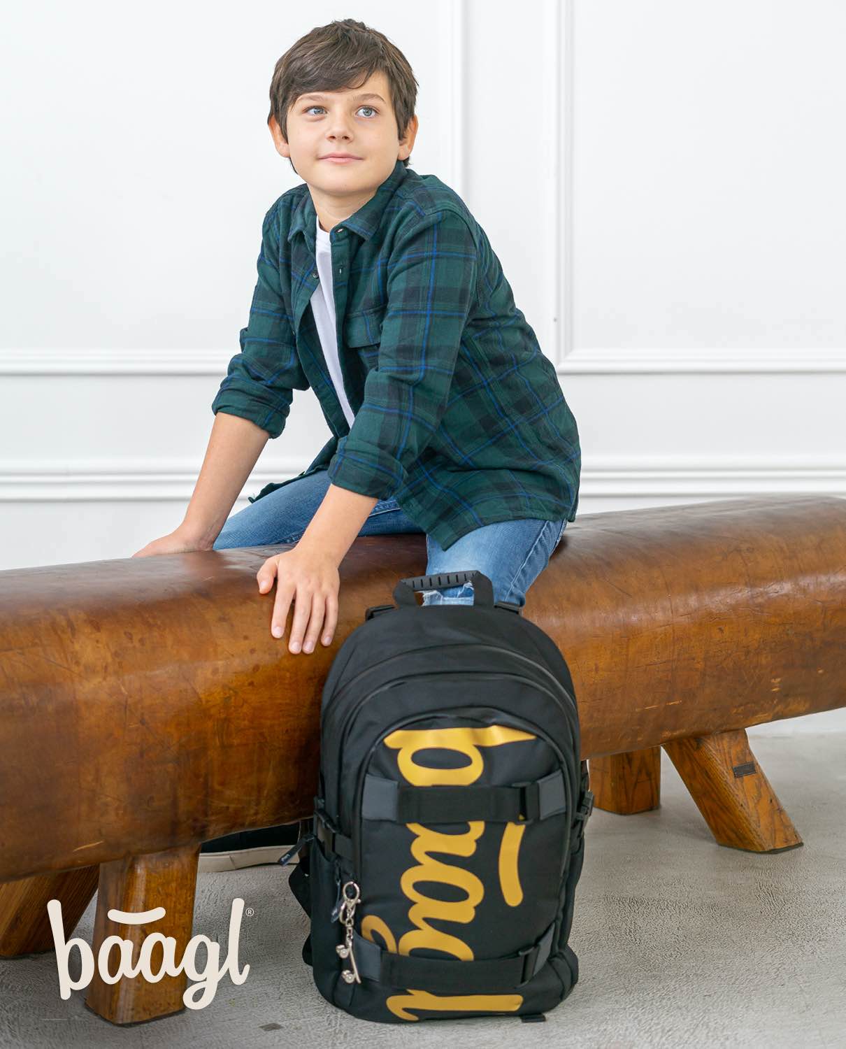 Skate Gold Schulrucksack-Set 5tlg.: Schulrucksack, Federmäppchen, Turnbeutel, Bauchtasche, Laptophülle