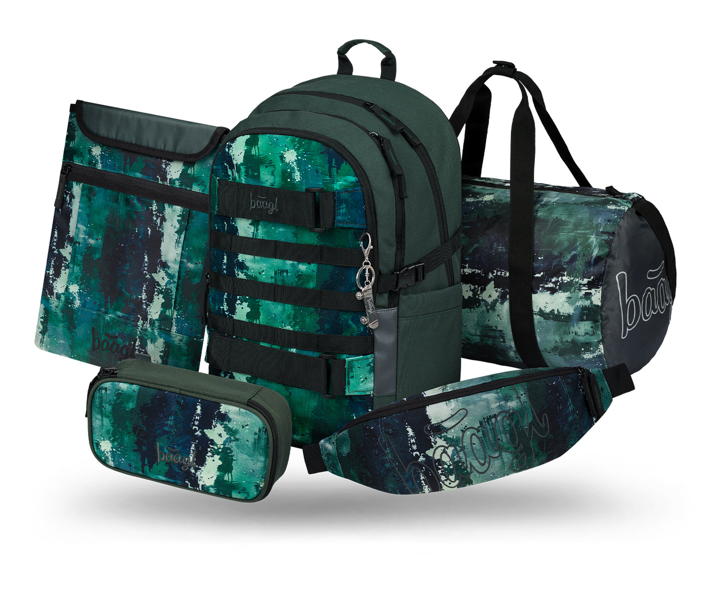 Skate Forest Schulrucksack-Set 5tlg.: Schulrucksack, Federmäppchen, Sporttasche, Bauchtasche, Laptophülle