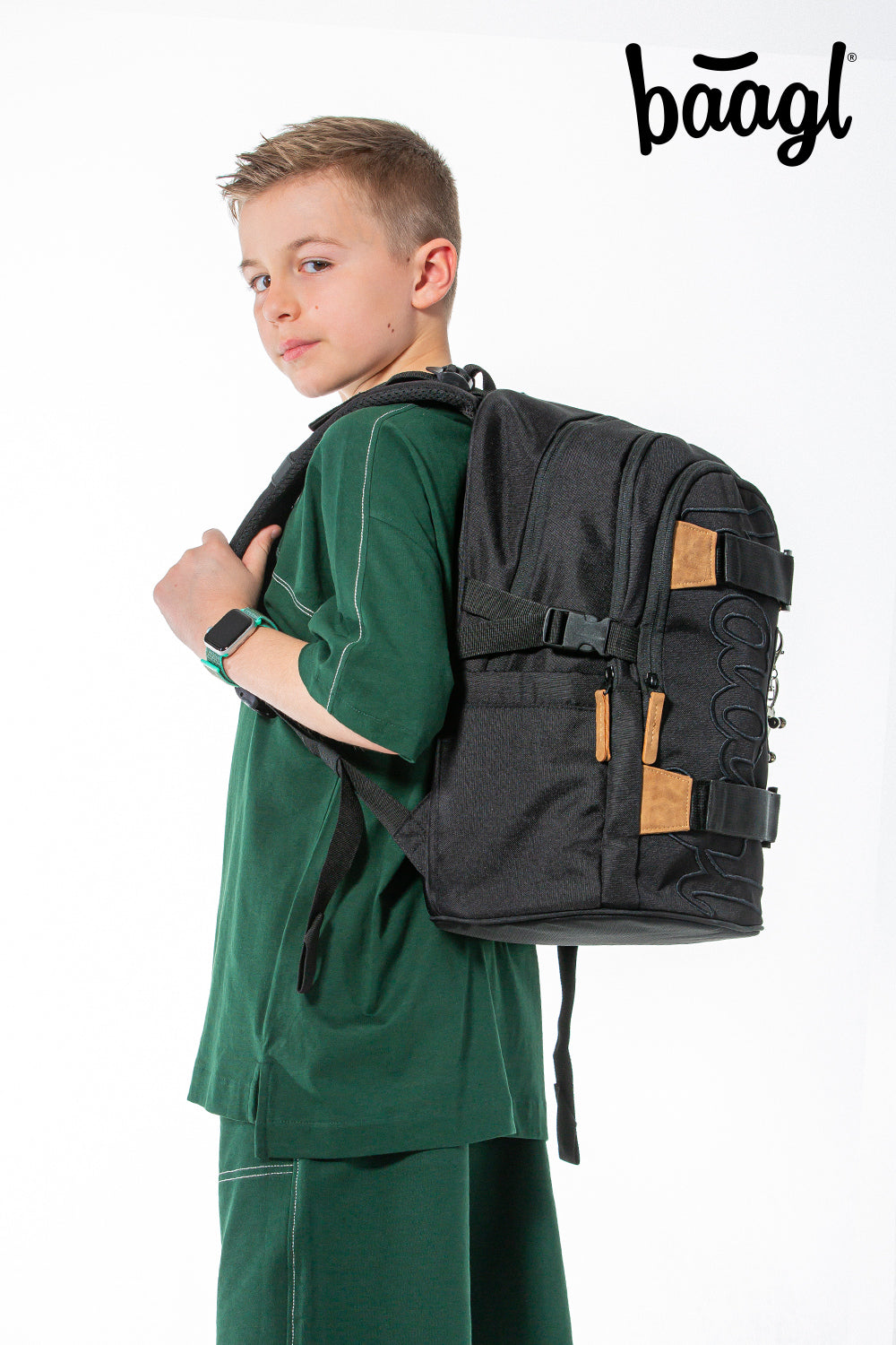 Skate Darkness Schulrucksack-Set 5tlg.: Schulrucksack, Federmäppchen, Turnbeutel, Bauchtasche, Laptophülle