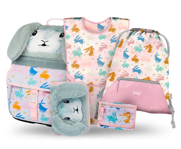 Zippy Hase Schulranzen-Set 5tlg.: Schulranzen, Federmäppchen, Turnbeutel, Schürze, Brustbeutel