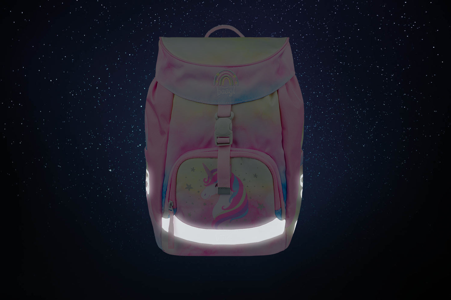 Airy Rainbow Unicorn Schulrucksack-Set 5tlg: Schulrucksack, Federmäppchen, Turnbeutel, Schürze, Brustbeutel