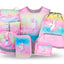 Airy Rainbow Unicorn Schulrucksack-Set 5tlg: Schulrucksack, Federmäppchen, Turnbeutel, Schürze, Brustbeutel