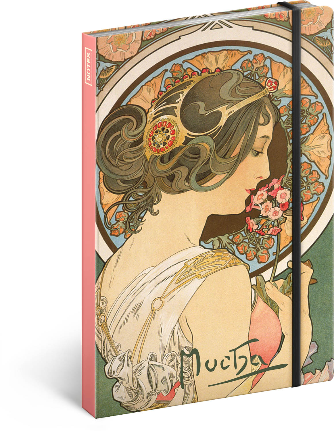 Notizbuch Alfons Mucha - Primel, liniert, 13 x 21 cm