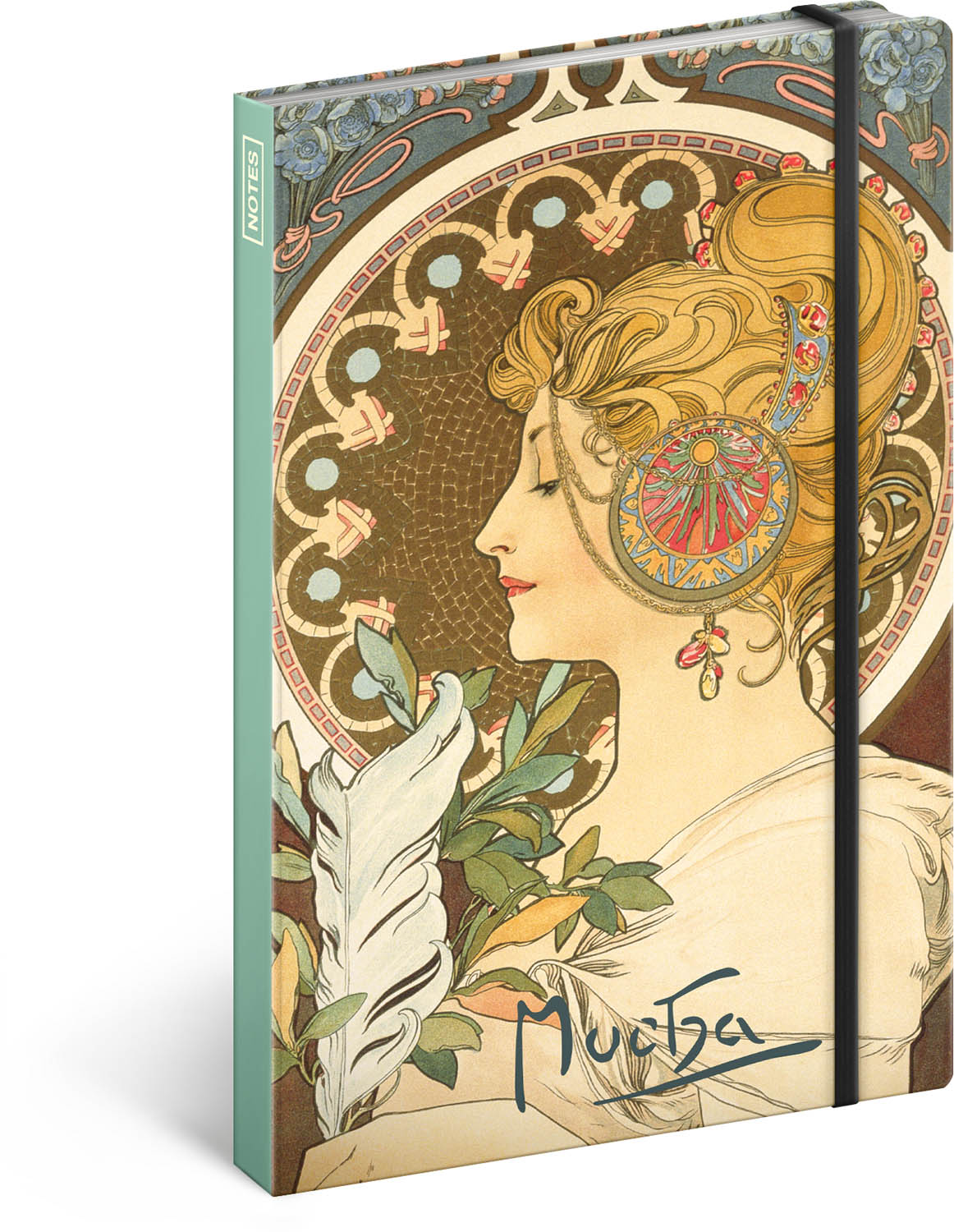 Notizbuch Alfons Mucha - Feder, unliniert, 13 x 21 cm