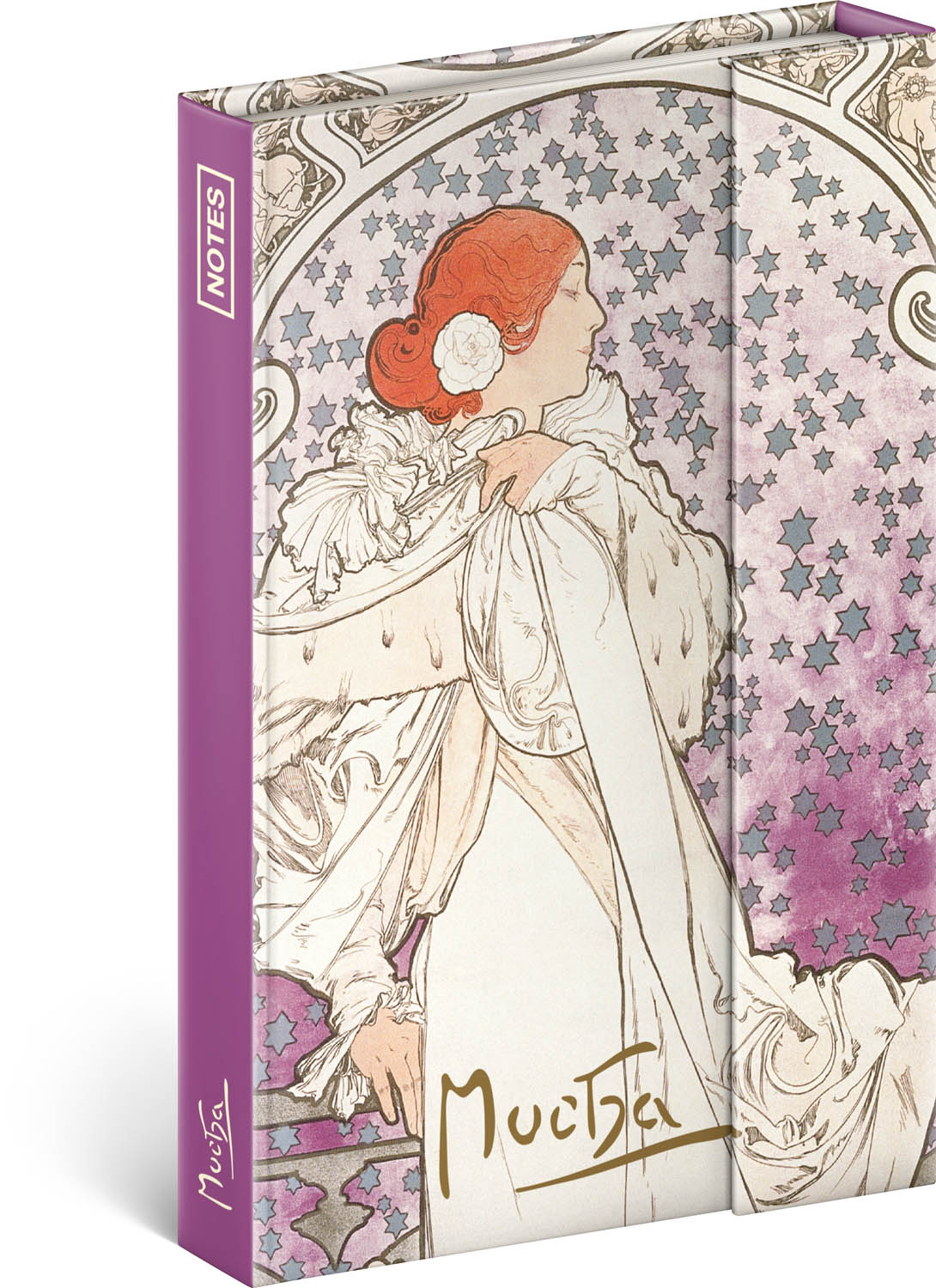 Notizbuch Alfons Mucha - Die Dame, liniert, 11 x 16 cm