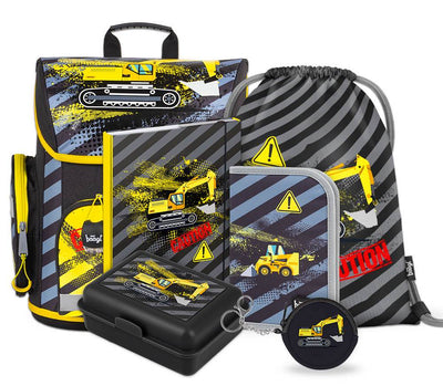 Bagger Schulranzen-Set 6tlg: Schulranzen, Federmäppchen, Turnbeutel, Brotdose, Heftmappe, Geldbeutel