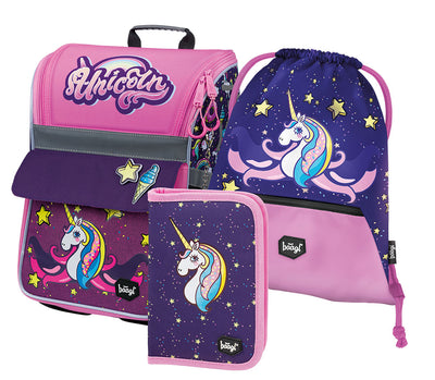 Unicorn Schulranzen-Set 3tlg: Schulranzen, Federmäppchen, Turnbeutel