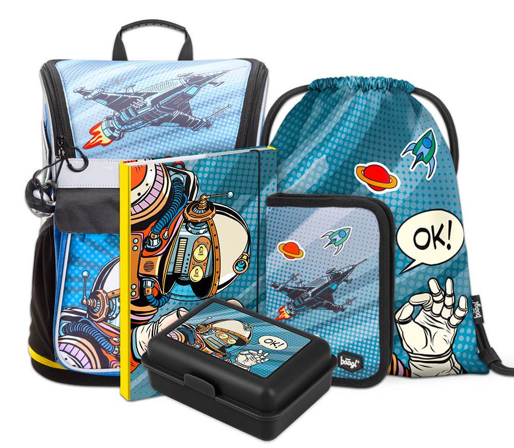 Spaceman Schulranzen-Set 5tlg: Schulranzen, Federmäppchen, Turnbeutel, Brotdose, Heftmappe
