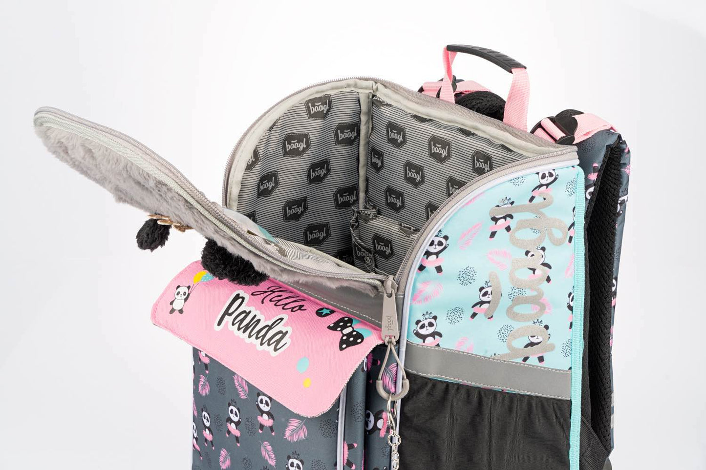 Panda Schulranzen-Set 4tlg: Schulranzen, Federmäppchen, Turnbeutel, Geldbeutel