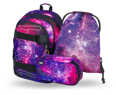 Skate Galaxy Rucksack-Set 3tlg: Rucksack, Federmäppchen, Turnbeutel