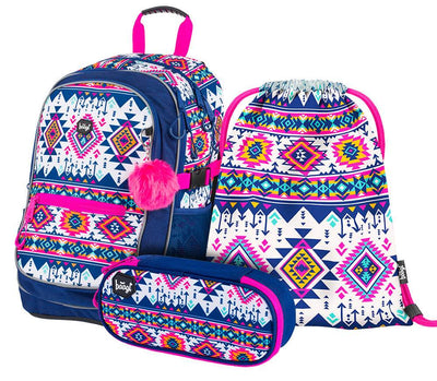 Boho Rucksack-Set 3tlg: Rucksack, Federmäppchen, Turnbeutel