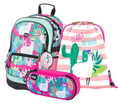 Lamas Rucksack-Set 3tlg: Rucksack, Federmäppchen, Turnbeutel