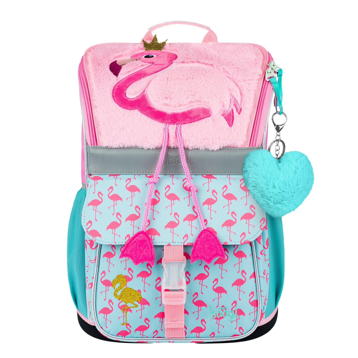 Zippy Flamingo Schulranzen-Set 6tlg.: Schulranzen, Federmäppchen, Turnbeutel, Geldbörse, Heftmappe, Brotdose