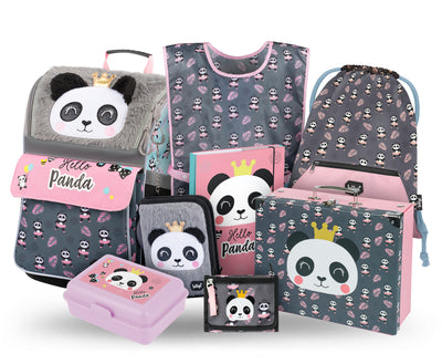 Zippy Panda Schulranzen-Set 8tlg.: Schulranzen, Federmäppchen, Turnbeutel, Heftmappe, Brotdose, Geldbörse, Schürze, Faltkoffer