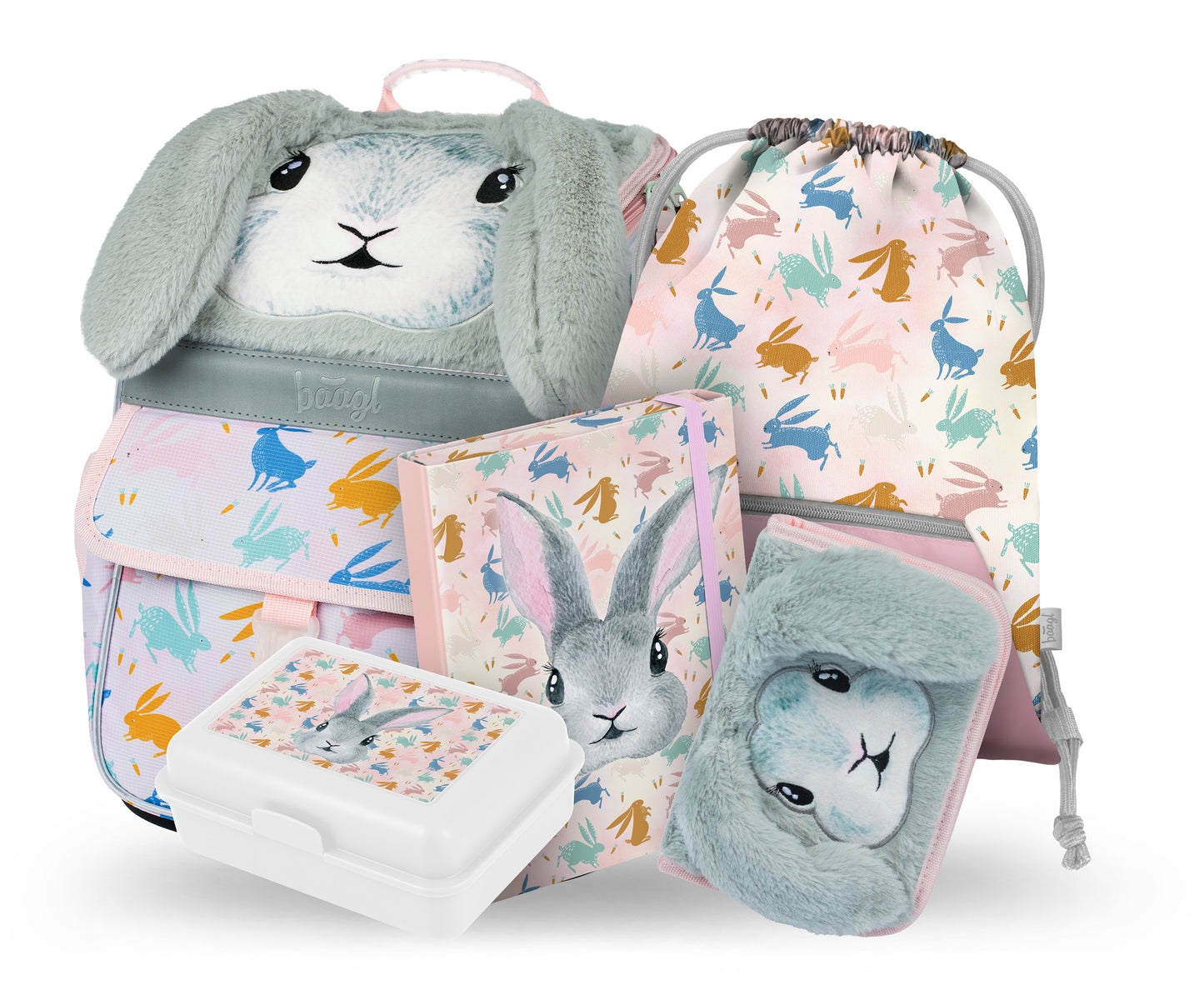 Zippy Bunny Schulranzen-Set 5tlg.: Schulranzen, Federmäppchen, Turnbeutel, Brotdose, Heftmappe
