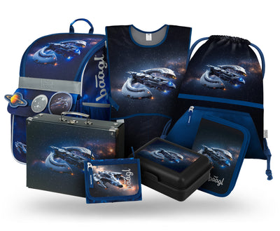 Zippy Space Ship Schulranzen-Set 7tlg.: Schulranzen, Federmäppchen, Turnbeutel, Geldbörse, Schürze, Brotdose, Faltkoffer