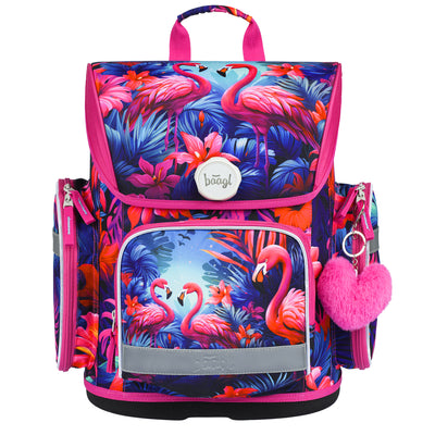 Ergo Flamingos Schulranzen-Set 8tlg.: Schulranzen, Federmäppchen, Turnbeutel, Geldbörse, Heftmappe, Faltkoffer, Brotdose, Trinkflasche