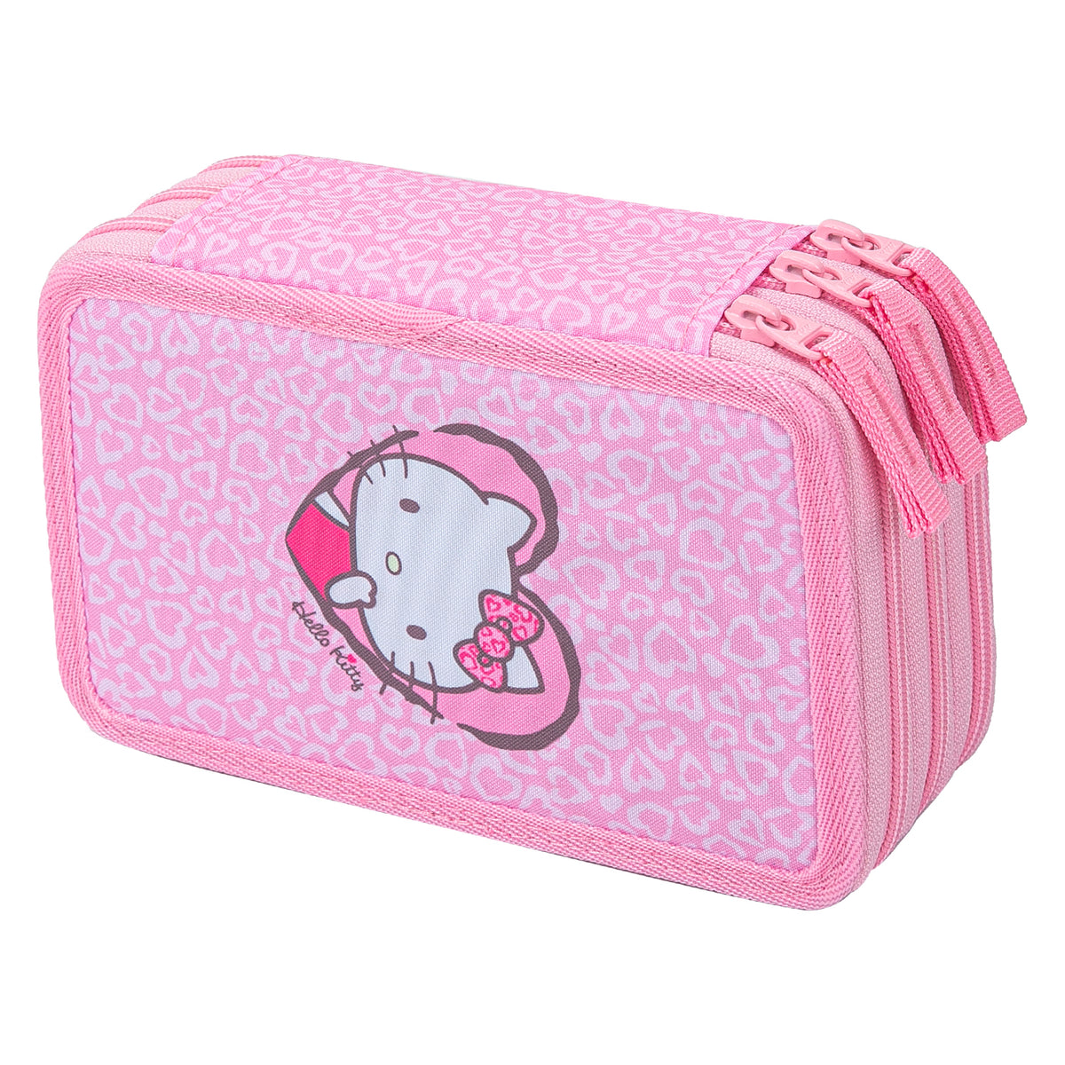 Zippy Plus Hello Kitty Sweet Leopard Schulranzen-Set 9tlg: Schulranzen, Federmäppchen, Turnbeutel, Schürze, Geldbörse, Pencil Slider, Federmäppchen 3-Fach, Trinkflasche, Faltkoffer mit geschmiedeten E