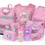 Zippy Plus Hello Kitty Sweet Leopard Schulranzen-Set 9tlg: Schulranzen, Federmäppchen, Turnbeutel, Schürze, Geldbörse, Pencil Slider, Federmäppchen 3-Fach, Trinkflasche, Faltkoffer mit geschmiedeten E
