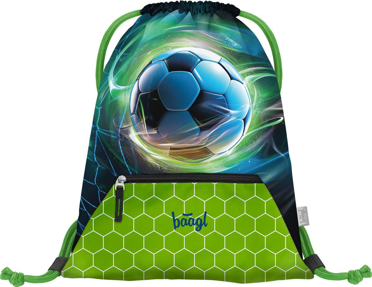 Zippy Plus Fußball Schulranzen-Set 9tlg: Schulranzen, Federmäppchen, Turnbeutel, Schürze, Geldbörse, Pencil Slider, Federmäppchen 3-Fach, Sporttasche, Baaglies