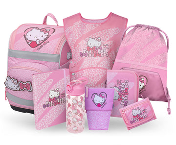 Zippy Plus Hello Kitty Sweet Leopard Schulranzen-Set 8tlg: Schulranzen, Pencil Slider, Federmäppchen, Turnbeutel, Geldbörse, Heftmappe, Schürze, Trinkflasche