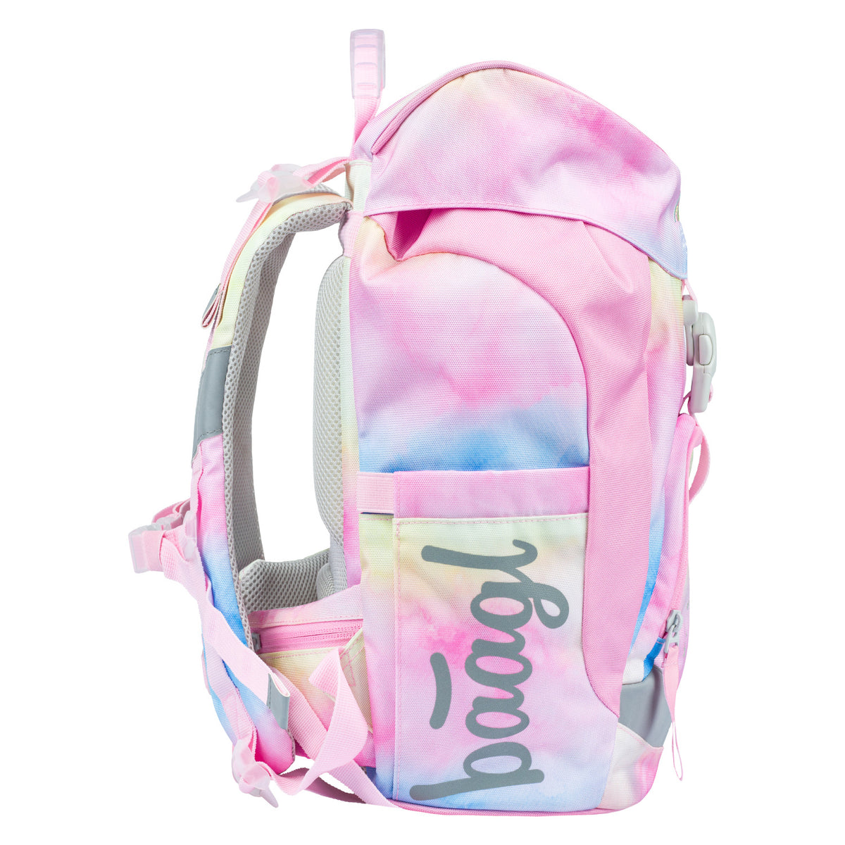 Airy Rainbow Unicorn Rucksack-Set 9tlg: Rucksack, Pencil Slider, Federmäppchen, Turnbeutel, Geldbörse, Heftmappe, Brotdose, Schürze, Faltkoffer mit geschmiedeten Ecken