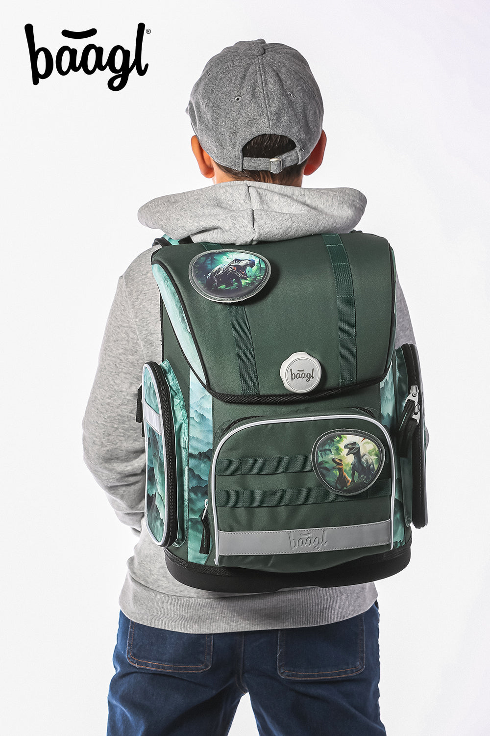 Ergo Dino Schulranzen-Set 7tlg: Schulranzen, Federmäppchen, Turnbeutel, Pencil Slider, Trinkflasche, Brotdose, Faltkoffer mit geschmiedeten Ecken
