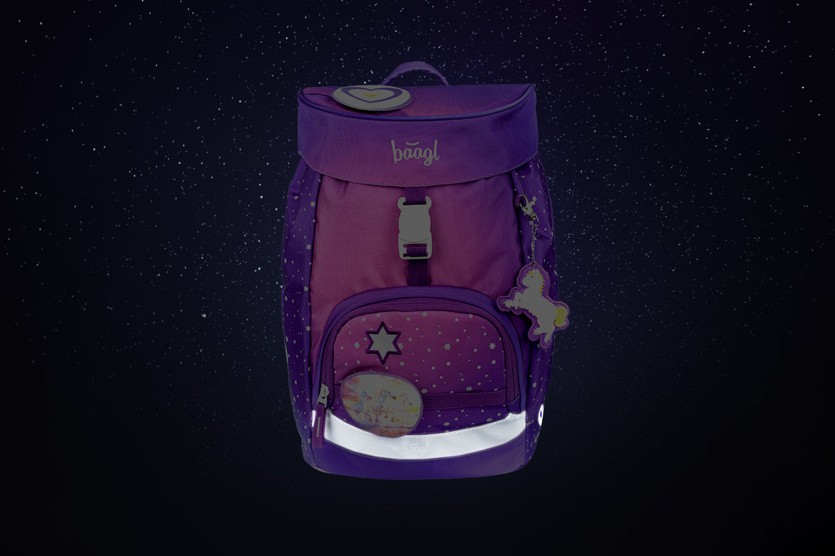 Airy Pferde-Herz Rucksack-Set 8tlg: Rucksack, Federmäppchen, Turnbeutel, Schürze, Geldbörse, Pencil Slider, Faltkoffer mit geschmiedeten Ecken, Baaglies