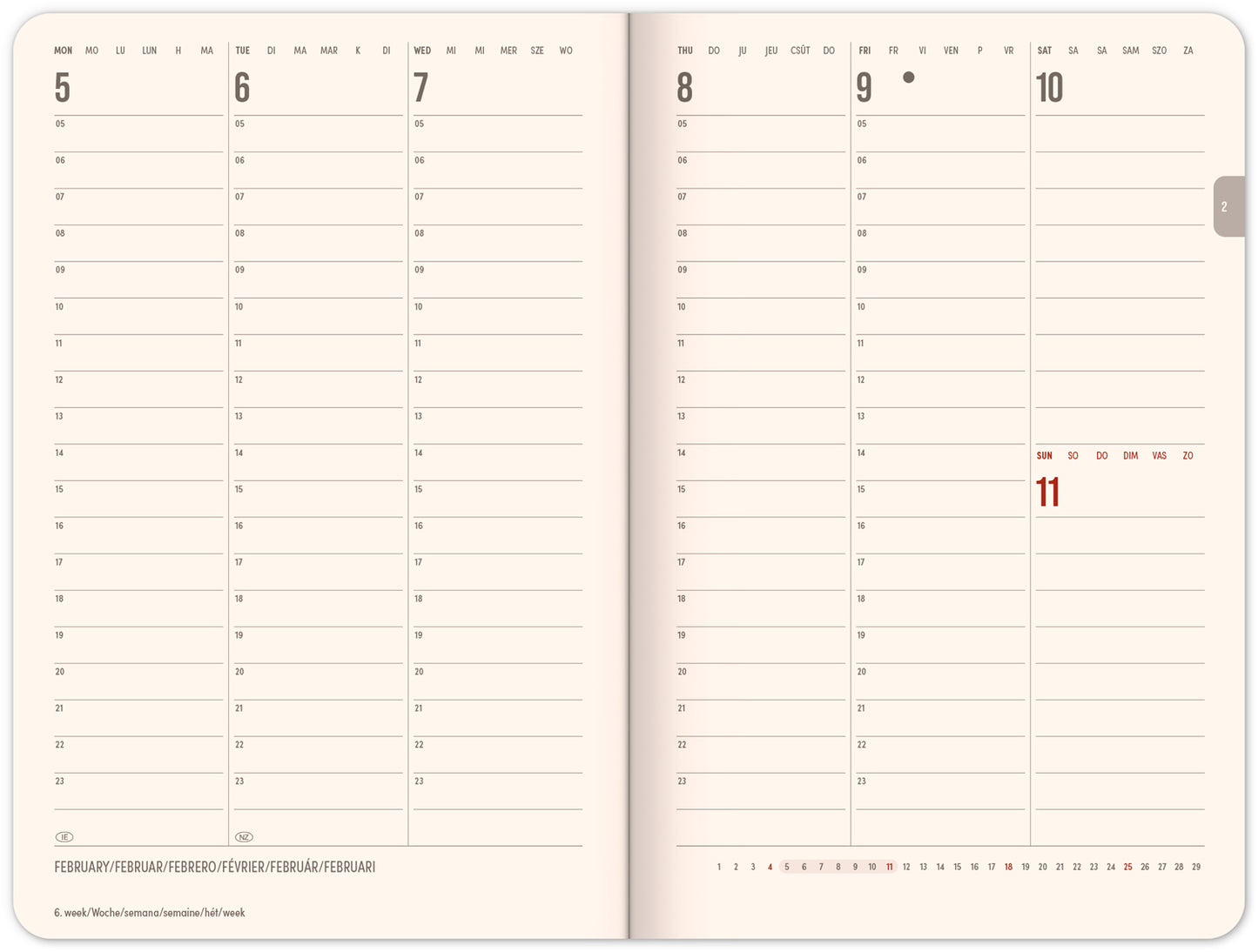 Buchkalender Horizont 2024, wöchentlich, magnetisch, 11 × 16 cm