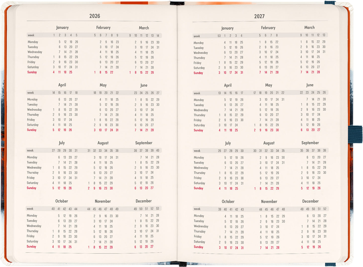 Planbook Kalender/Notizbuch Japan 2026, 13 x 21 cm