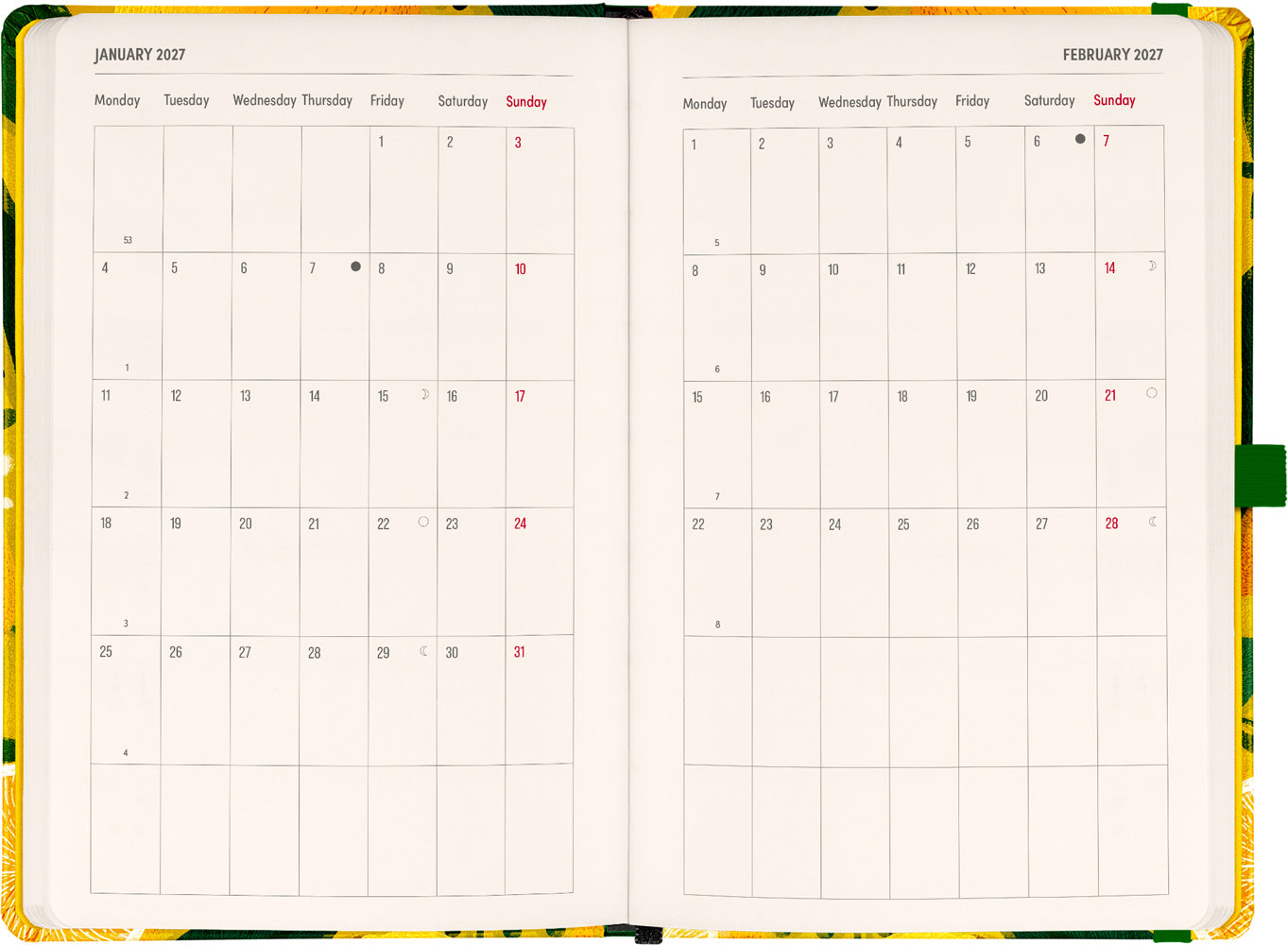 Planbook Planer/Notizbuch Lemons 2027, 13 x 21 cm