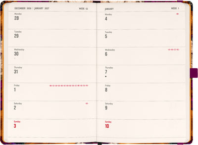 Planbook Planer/Notizbuch Vintage Flowers 2027, 13 x 21 cm